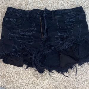 Black ripped jean shorts